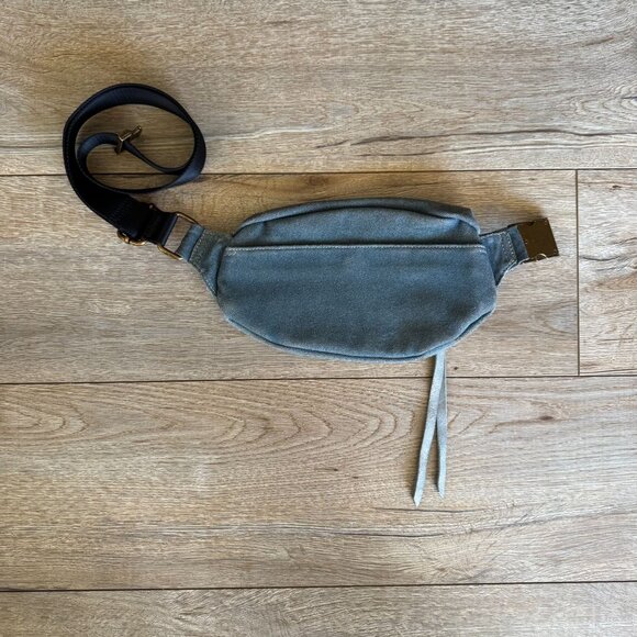 Aimee Kestenberg Milan Med Blue Denim Brass Tone Hardware Festival Bum Belt Bag - Picture 7 of 8